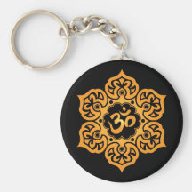 Conception jaune et noire florale d'Aum Porte-clef