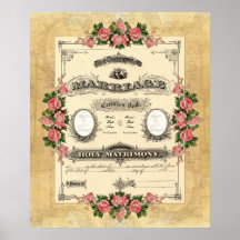 Conception moderne vintage de certificat de mariag posters