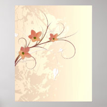 conception orange élégante de remous de fleurs posters