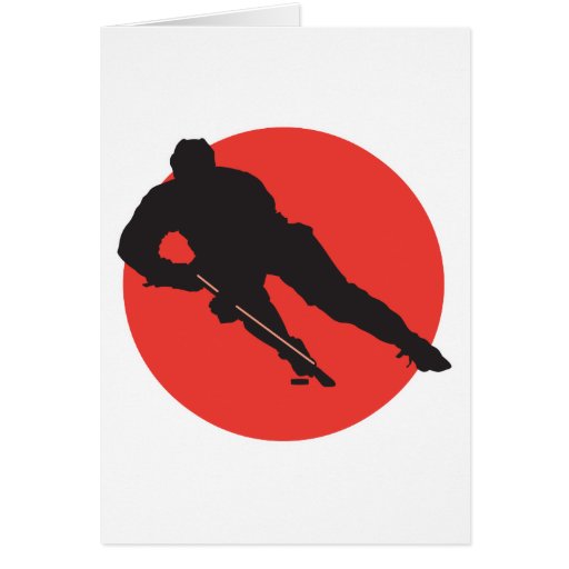 conception rouge de cercle de silhouette de hockey cartes de vœux