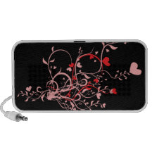 Conception rouge-rose de coeurs haut-parleur de voyage