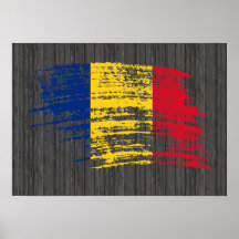 Conception roumaine fraîche de drapeau poster