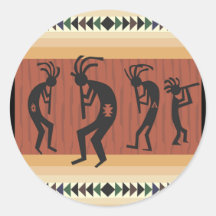 Conception tribale de Kokopelli Autocollants Ronds