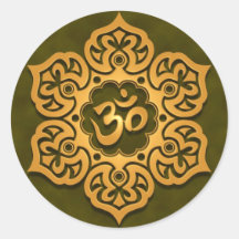 Conception verte d'or florale d'Aum Autocollants