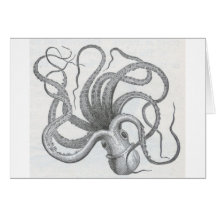 Conception vintage de poulpe nautique de steampunk carte