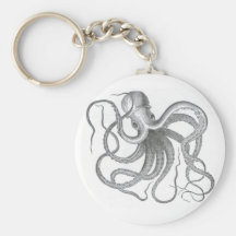 Conception vintage de poulpe nautique de steampunk porte-clefs