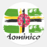 Conceptions grunges de drapeau de la Dominique Autocollant Rond