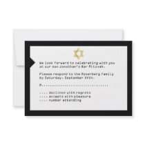 Concert Ticket Bar Mitzvah Reply Card in Black Custom Announcements