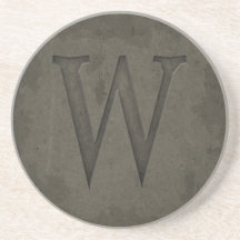 Concrete Monogram Letter W Beverage Coaster