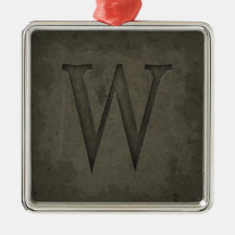 Concrete Monogram Letter W Christmas Ornaments