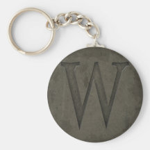 Concrete Monogram Letter W Keychains