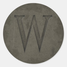 Concrete Monogram Letter W Sticker