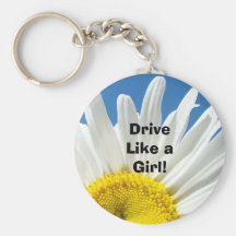 Conduisez comme une fille ! fleur de marguerite bl porte-clefs