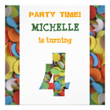 Confetti 4th Birthday Party Invitation