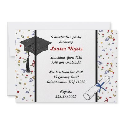 Confetti Grad Cap Diploma 2011 Invite by shelleywintersdesign