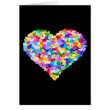 Confettis de coeur d'arc-en-ciel cartes de vœux