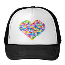 Confettis de coeur d'arc-en-ciel casquettes