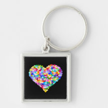 Confettis de coeurs d'arc-en-ciel porte-clefs