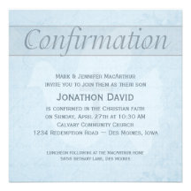 Confirmation Holy Spirit Dove and Cross Blue Invitation