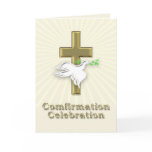 Confirmation invitation with a golden cross greeting card