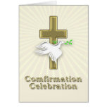 Confirmation invitation with a golden cross greeting card