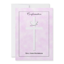 Confirmation Invite - Dove & Cross on Pink Invite