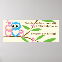 Congrats, Baby Girl Owl Baby Shower Banner Print