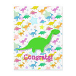 Congrats Color Dinosaurs Cartoon Postcard