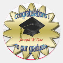 congrats grad commemorative round stickers