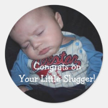 Congrats Little Slugger! Round Stickers