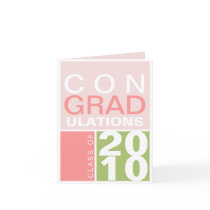 Congratulation class of year green pink modern
