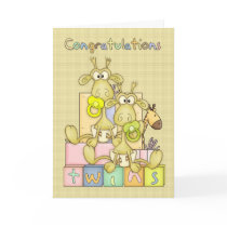 Congratulations Birth Of Twins Card - Cute Card