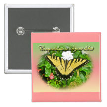 Congratulations Debut Swallowtail Butterfly Items Buttons