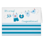 Congratulations Its a Boy Blue Clothes Card