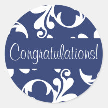 Congratulations Leaf Flourish Envelope Seal Round Sticker
