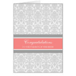 Congratulations Parents of the Bride Coral Grey Greeting Card