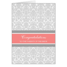 Congratulations Parents of the Bride Coral Grey Greeting Card