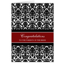 Congratulations Parents of the Bride Red Black Cards