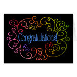 Congratulations/Success - Rainbow Swirls on Black Cards