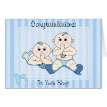 Congratulations - Twin Baby Boys Custom Card