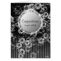 Congratulations Wedding Card Black Vintage Floral