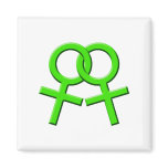 Connected Green Female Symbols Magnet 03