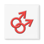 Connected Red Male Symbols Magnet 02