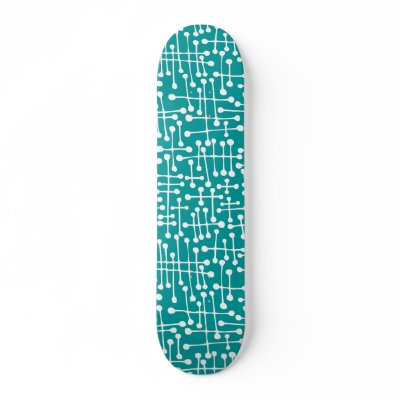 Connected Spots - White on Dk Cyan Skateboards by artberry
