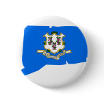 Connecticut Flag Map Pinback Button