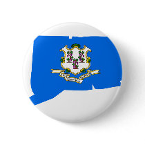 Connecticut Flag Map Pinback Button