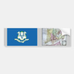 Connecticut Map and State Flag Bumper Stickers