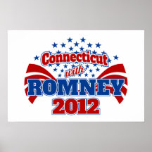 Connecticut with Romney 2012 Poster