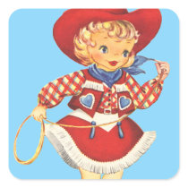 Connie Cowgirl Square Sticker