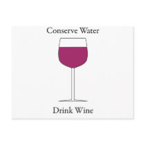 Conserve Water Drink Wine Postcard